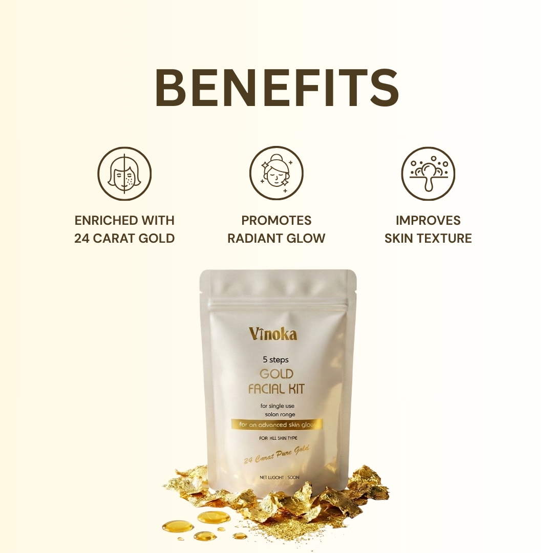 VINOKA 5 Steps Gold Facial Kit – 24 Carat Pure Gold